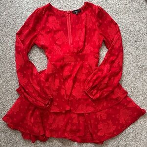 Lulu's Vibrant Red Floral Dress